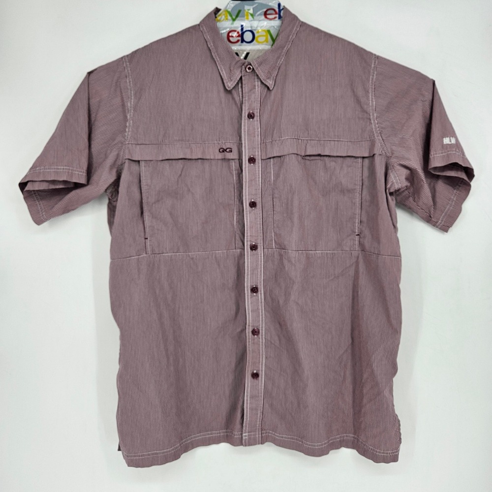 GameGuard Shirt Mens 2XL Gingham Vented UPF Fishing Short Sleeve Button‎ Down